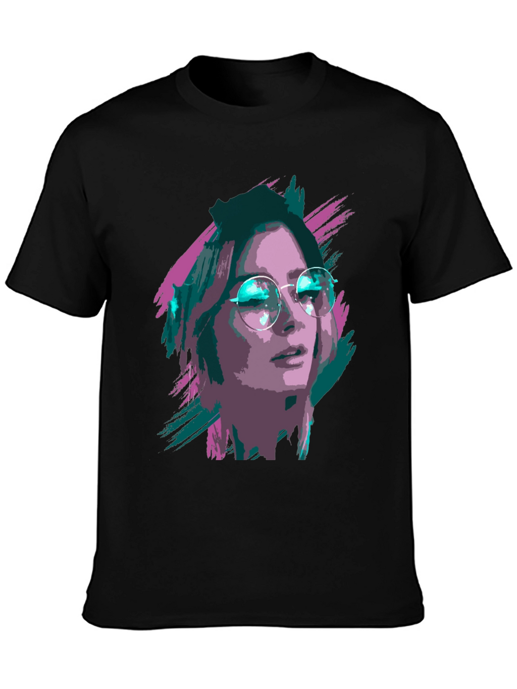Stylish Graphic T-Shirt - Woman with Glasses Print