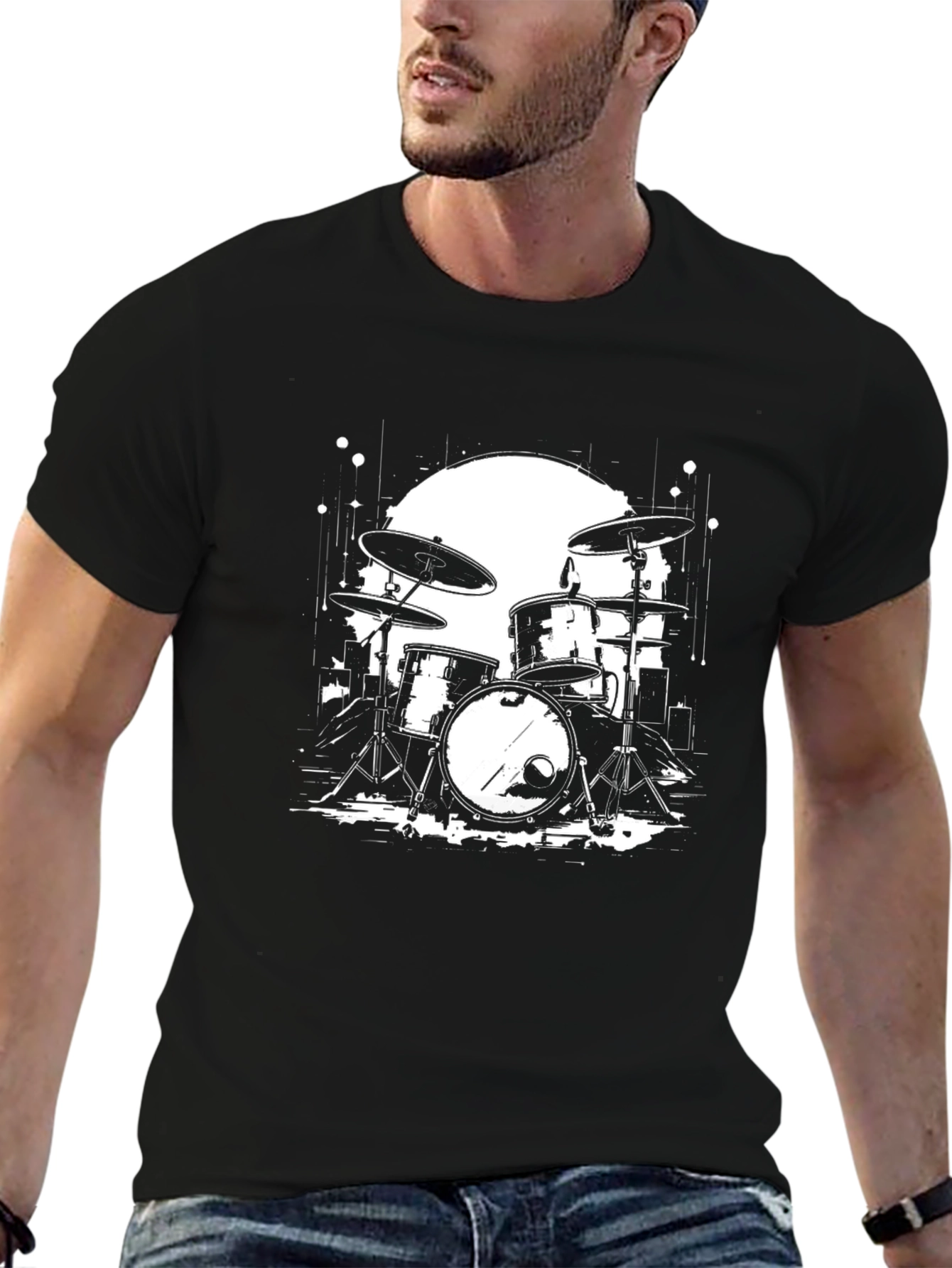 Drum Set Graphic Tee - Rock Band Musician T-Shirt