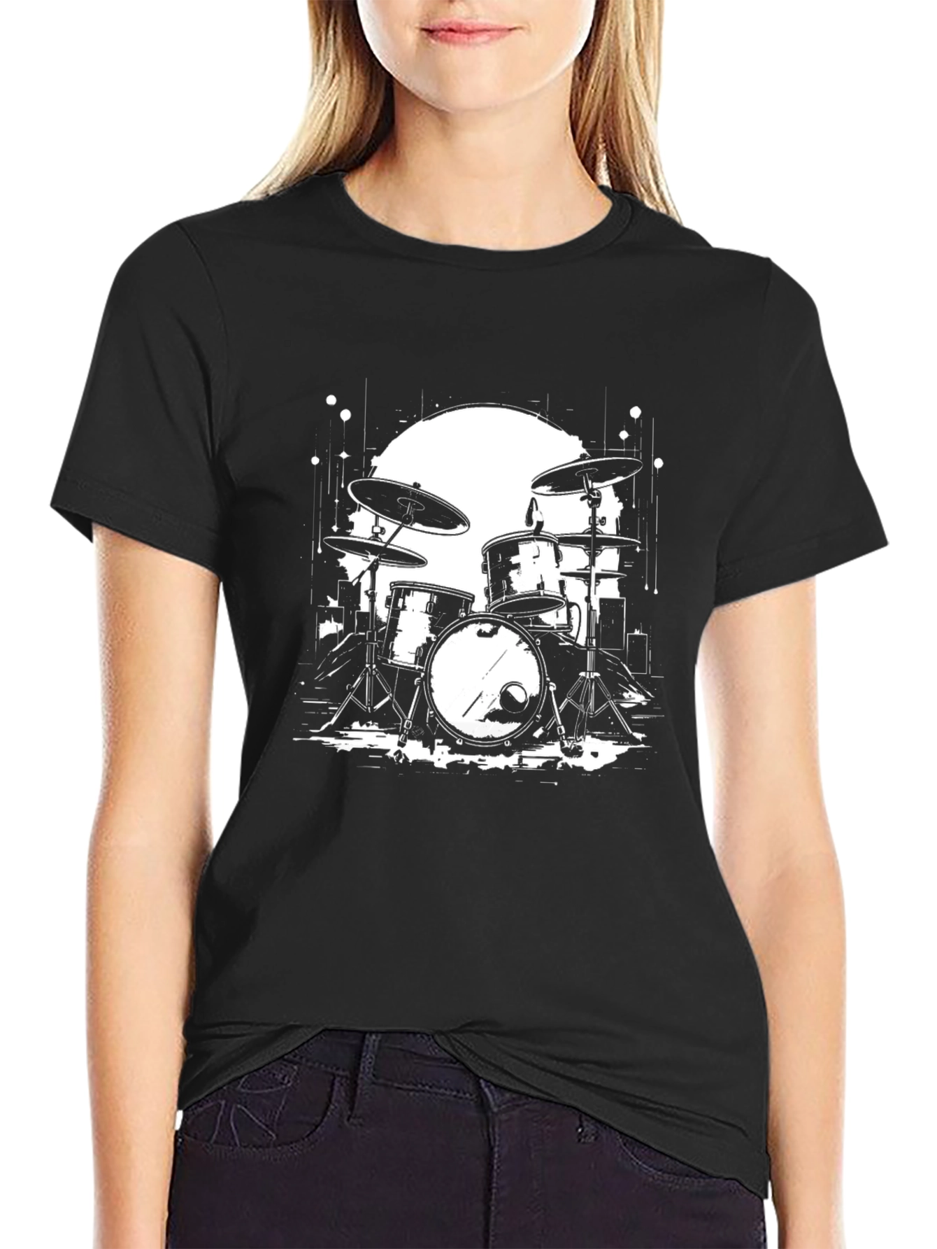 Drum Set Graphic Tee - Rock Band Musician T-Shirt