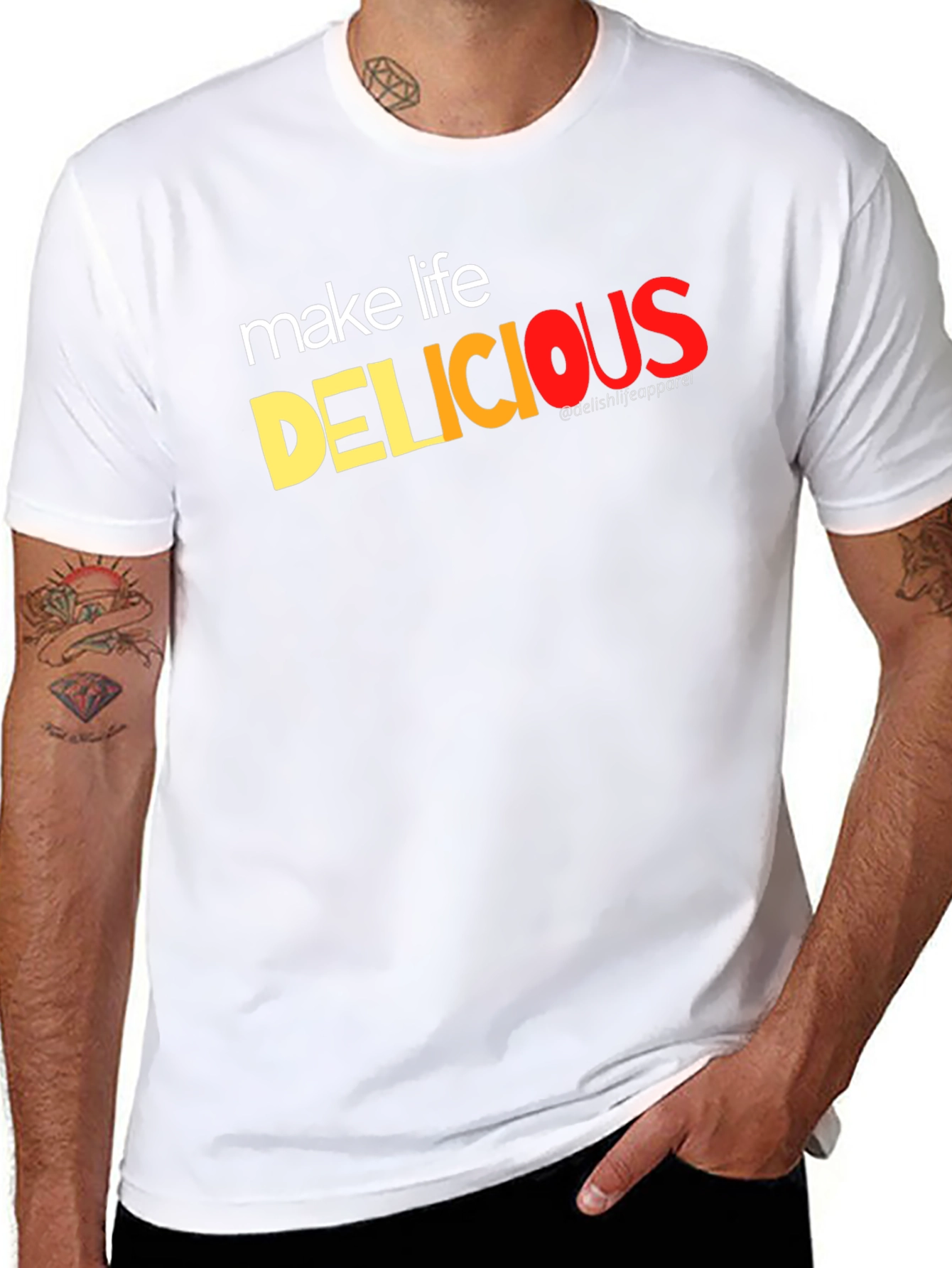 Make Life Delicious Graphic Tee - Trendy Casual T-Shirt