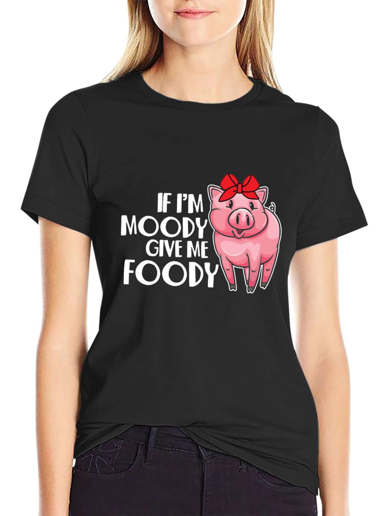 Moody Pig Foody T-Shirt - Unisex Black Tee