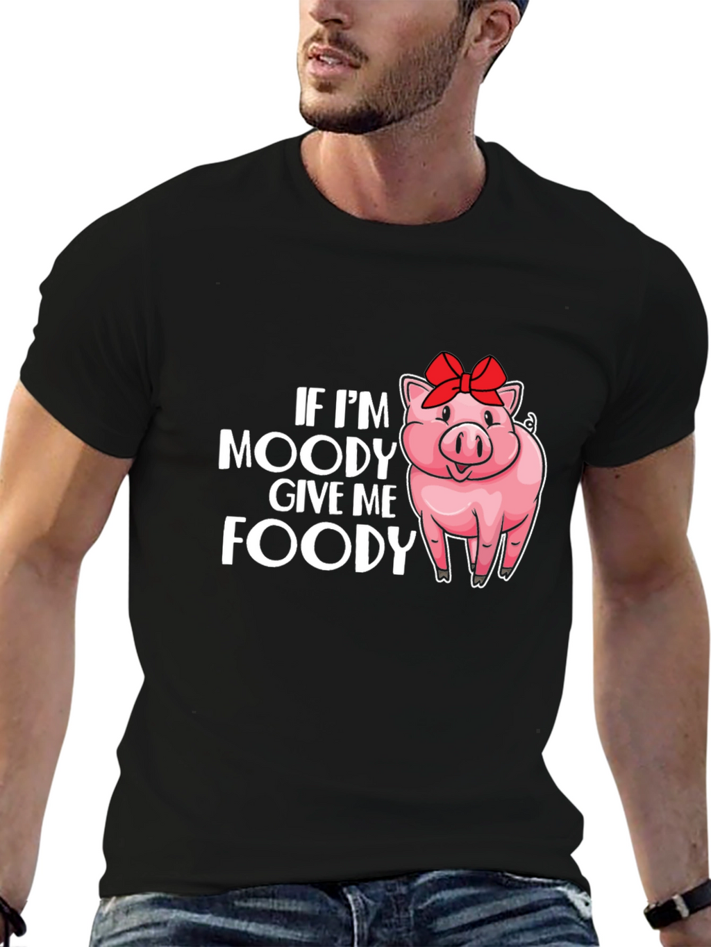 Moody Pig Foody T-Shirt - Unisex Black Tee