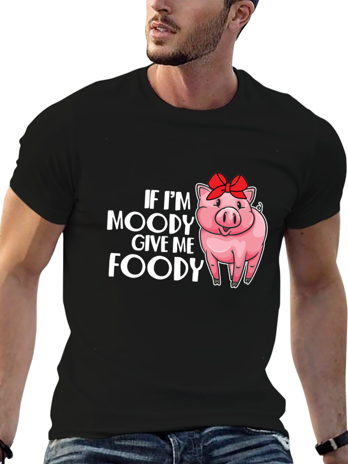 Moody Pig Foody T-Shirt - Unisex Black Tee