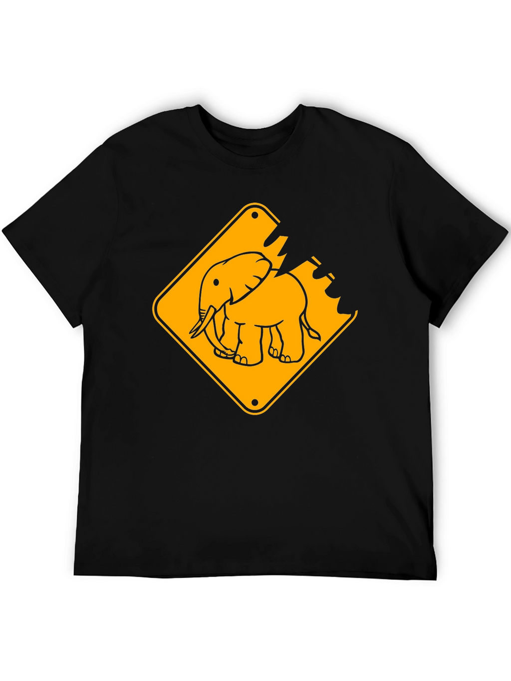 Elephant Crossing Graphic Tee - Black