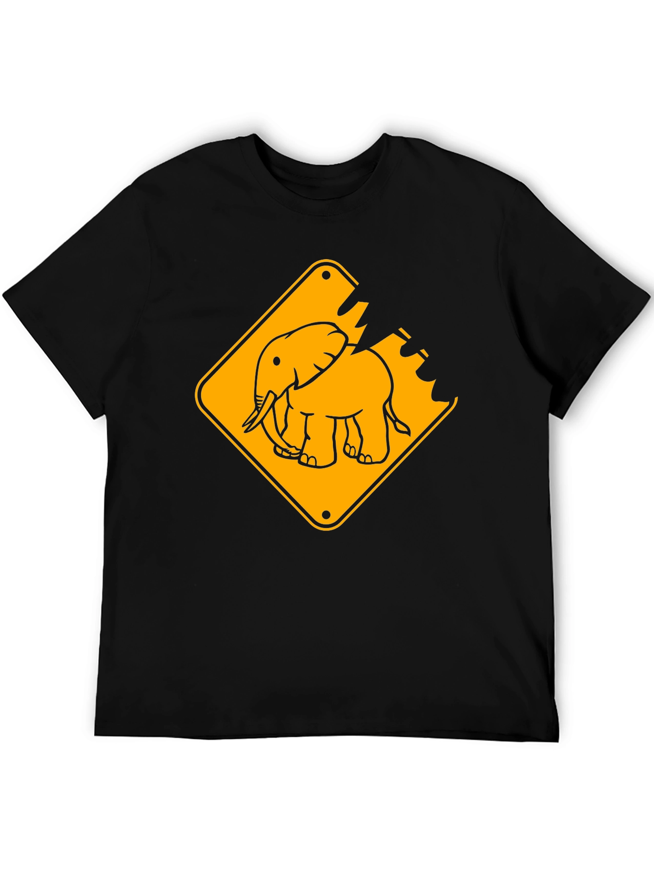 Elephant Crossing Graphic Tee - Black