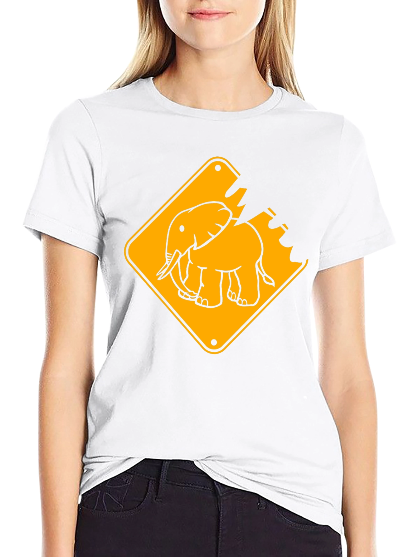 Elephant Crossing Graphic Tee - Black