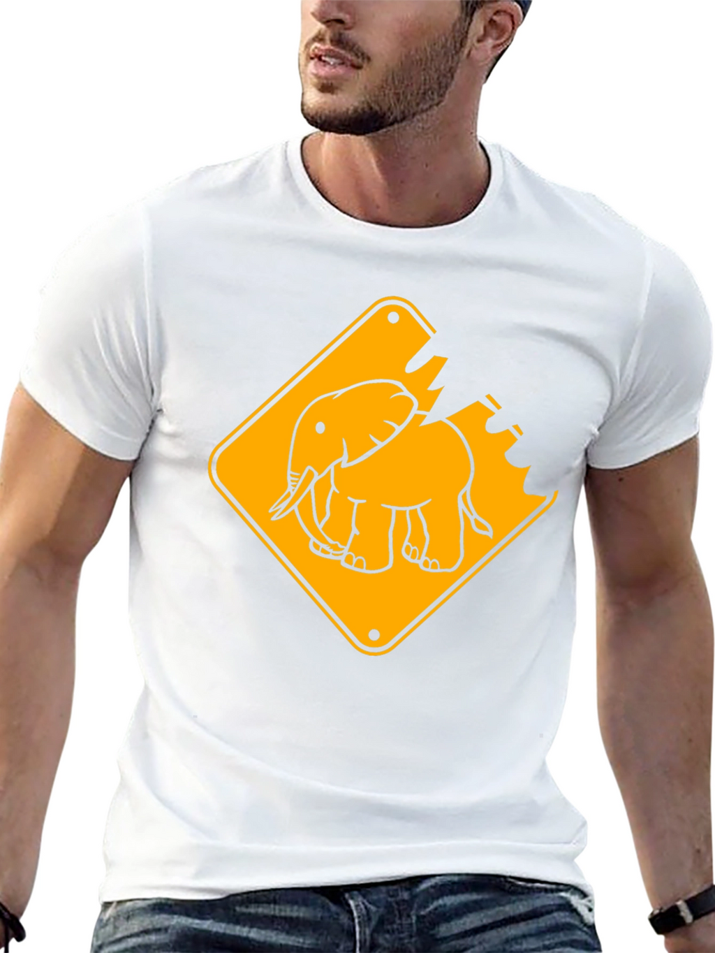 Elephant Crossing Graphic Tee - Black