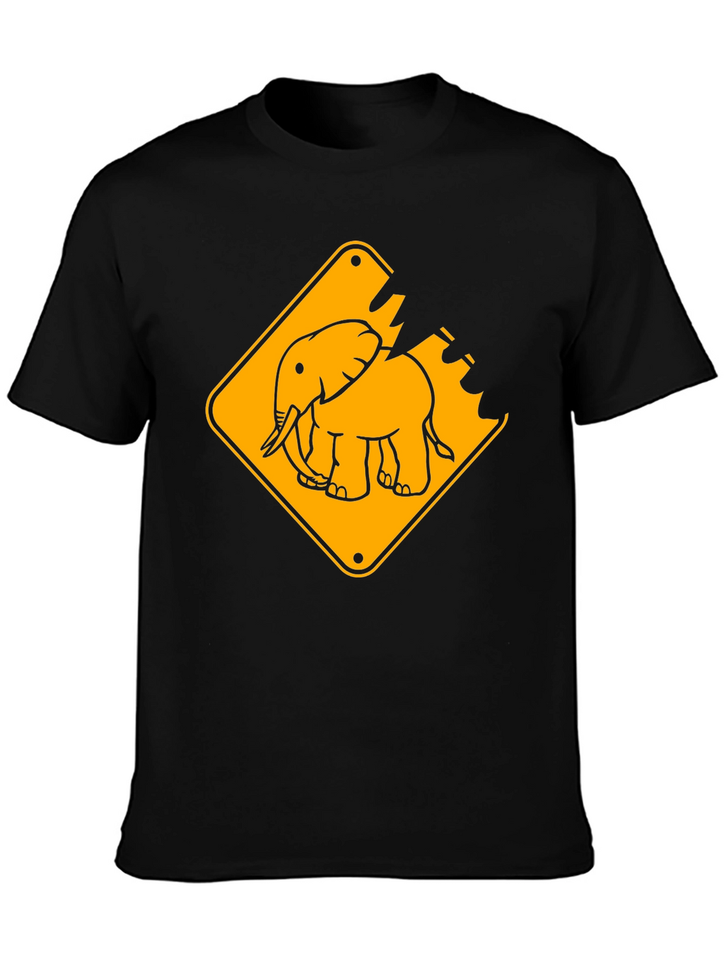Elephant Crossing Graphic Tee - Black