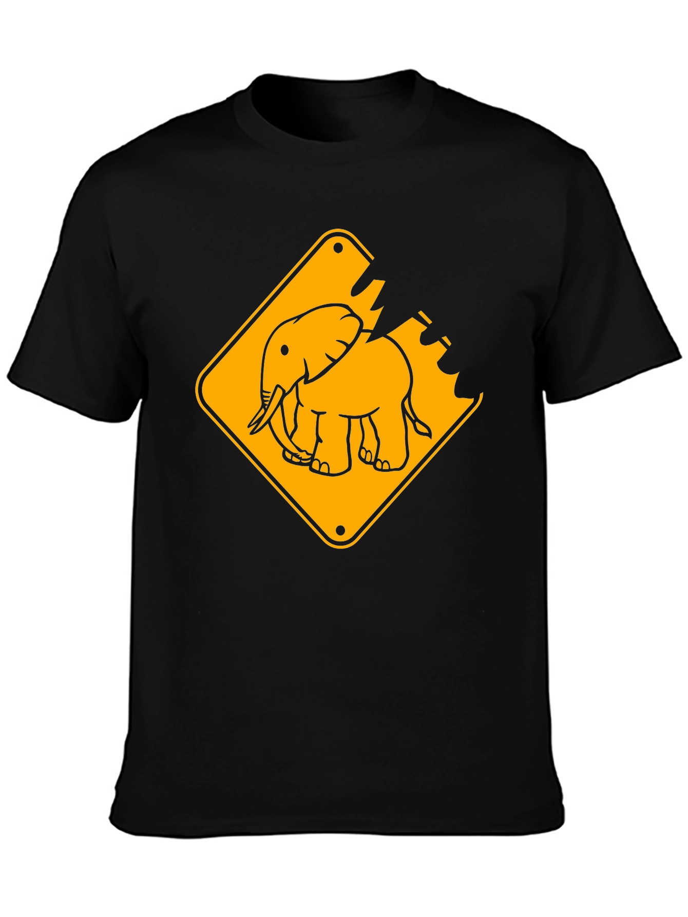 Elephant Crossing Graphic Tee - Black