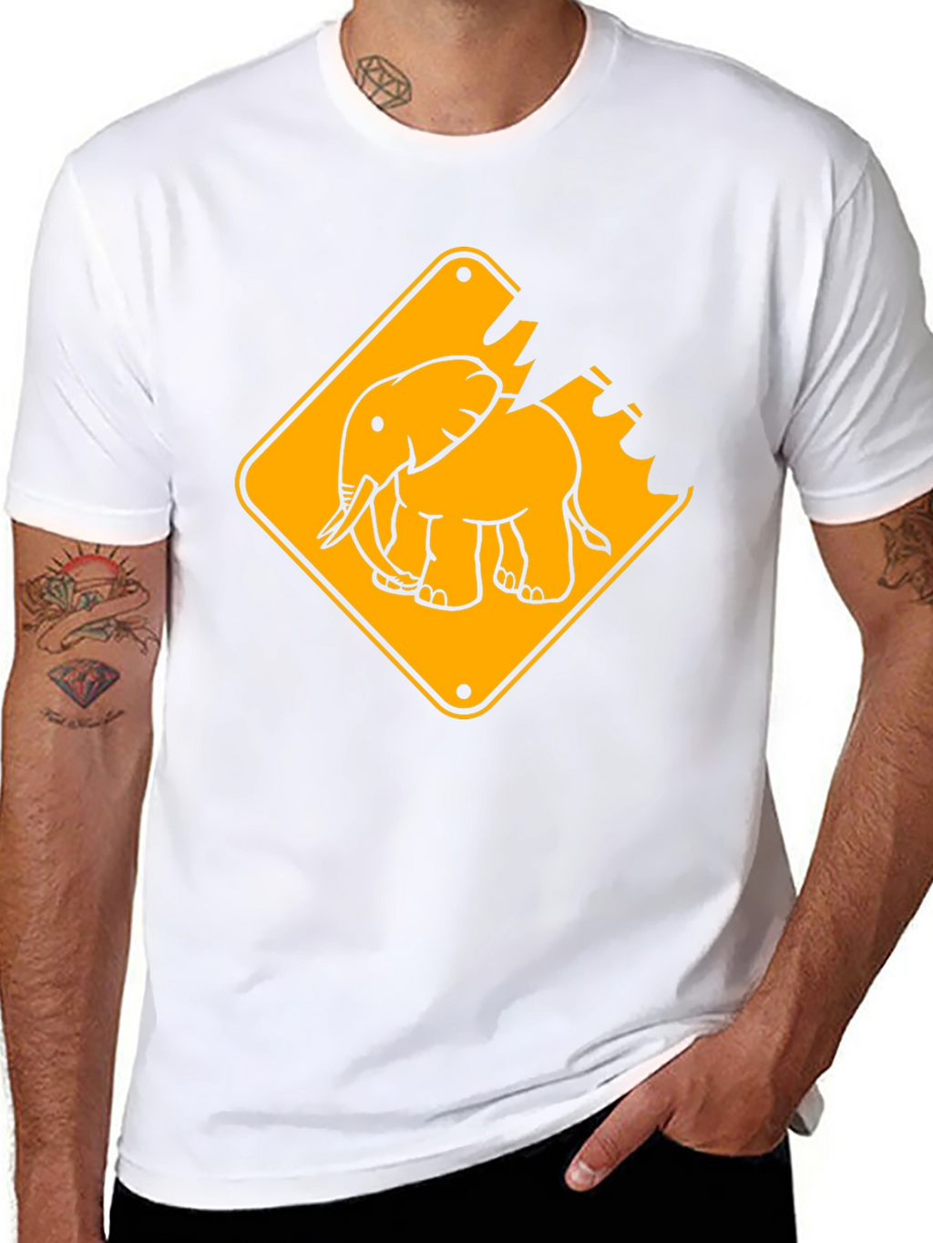 Elephant Crossing Graphic Tee - Black