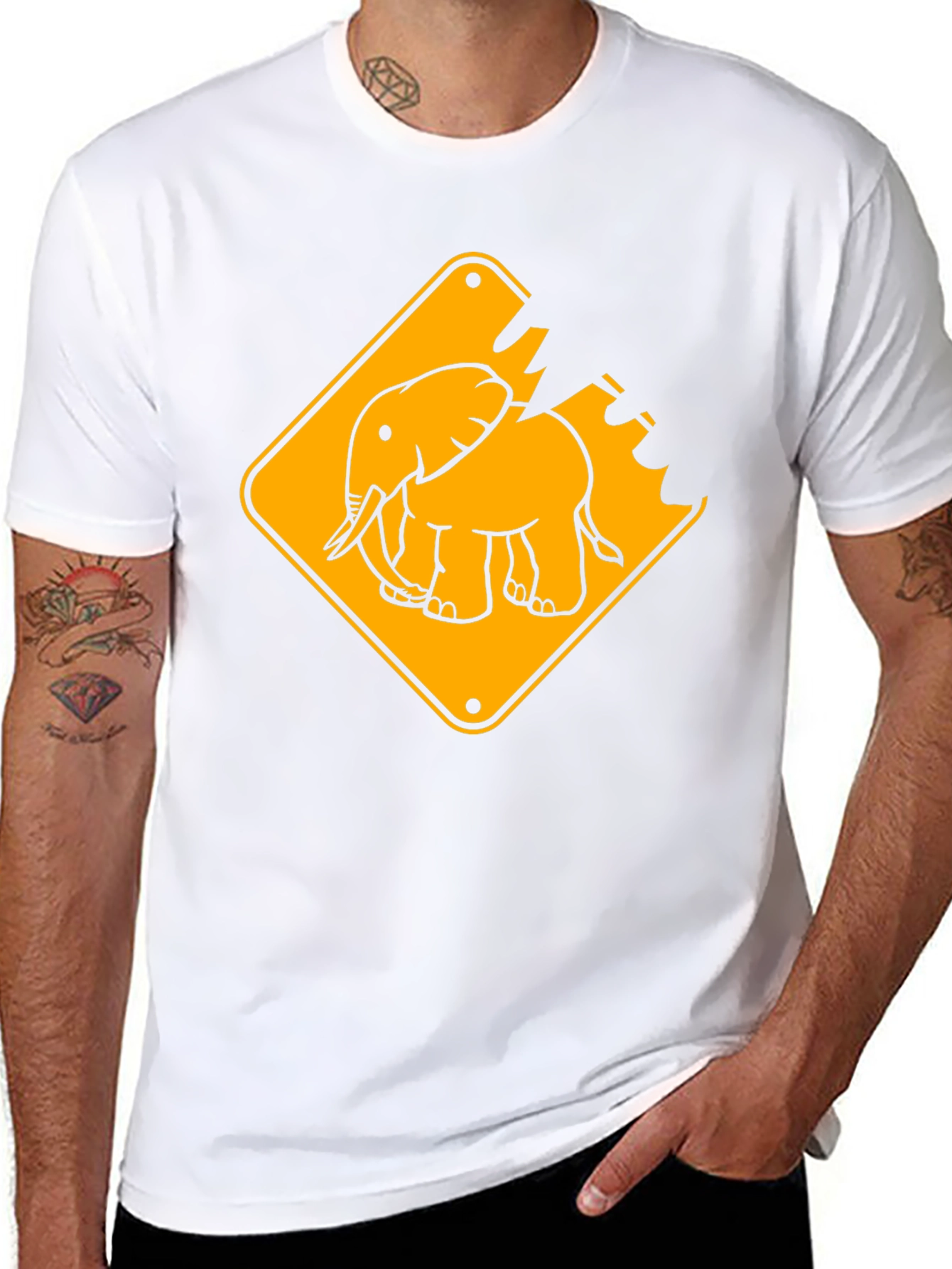 Elephant Crossing Graphic Tee - Black