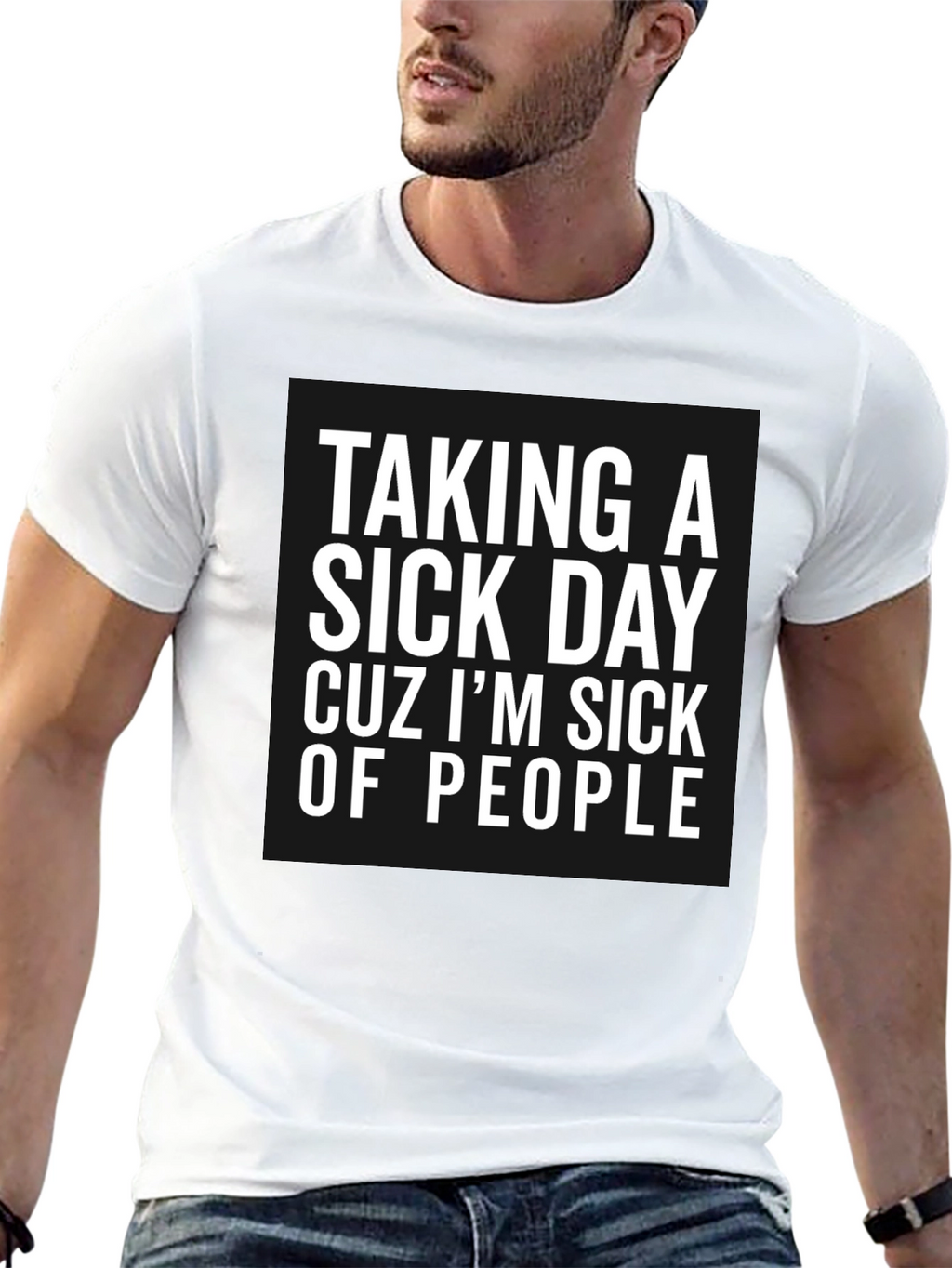 Sick of People Black Graphic Tee