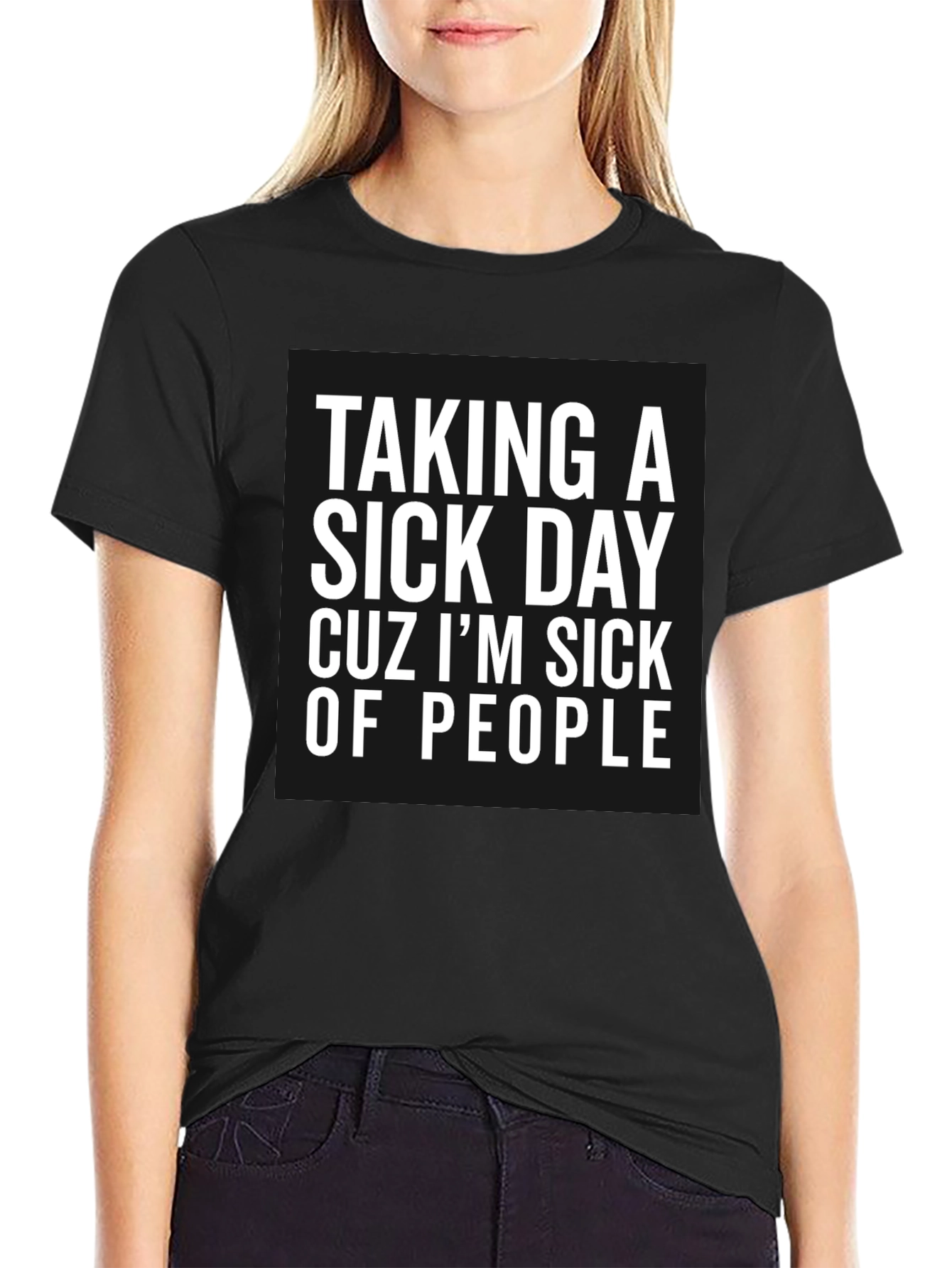 Sick of People Black Graphic Tee