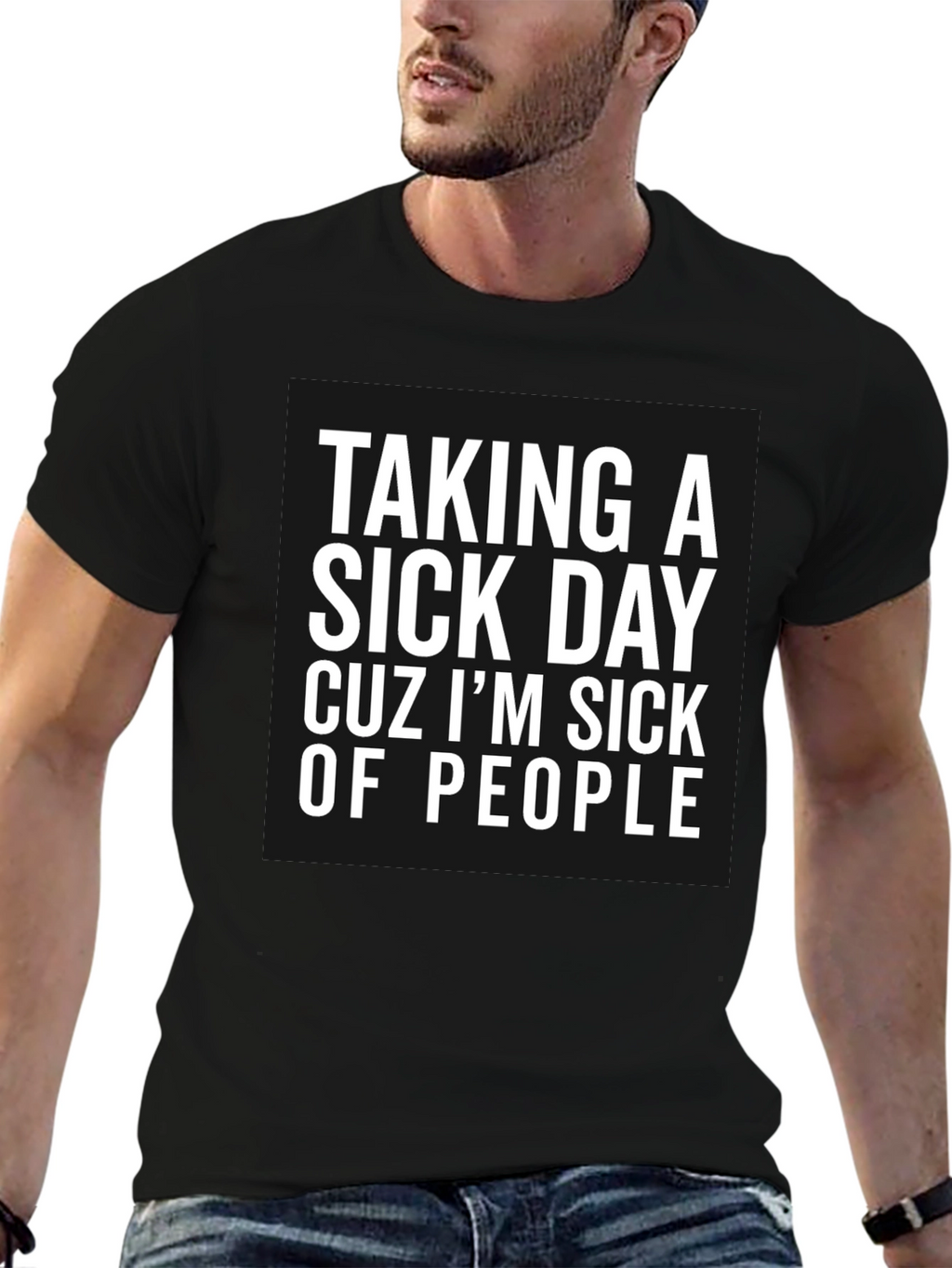 Sick of People Black Graphic Tee