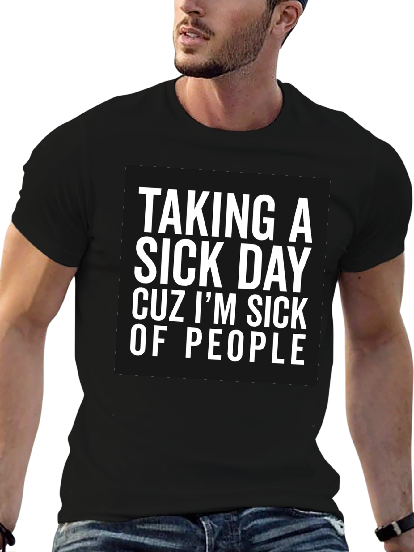 Sick of People Black Graphic Tee