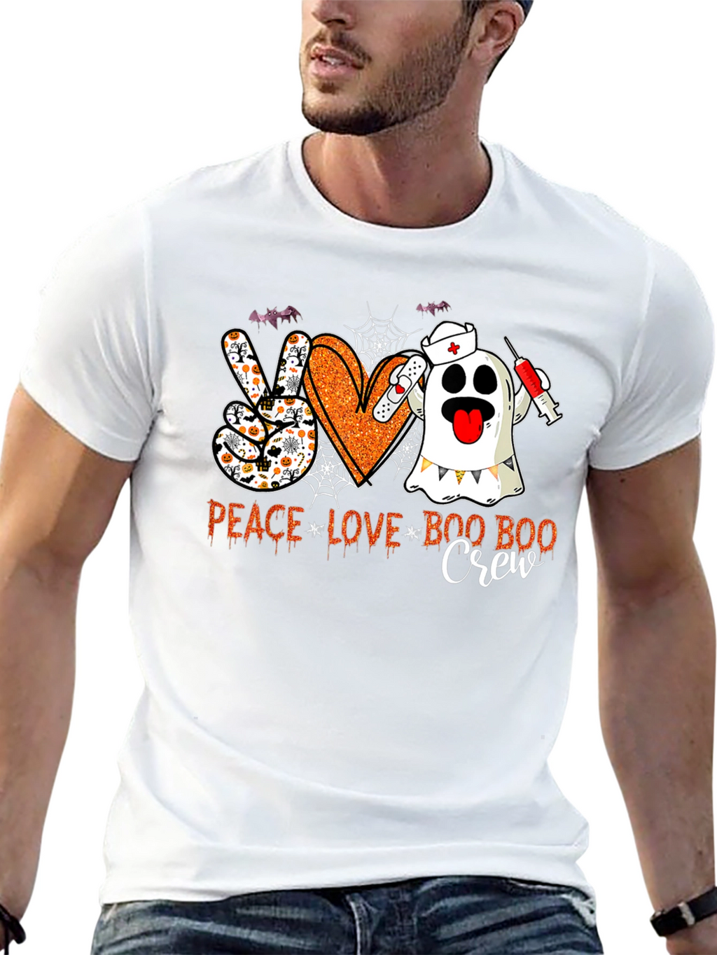 Peace Love Boo Boo Crew Halloween Nurse T-Shirt