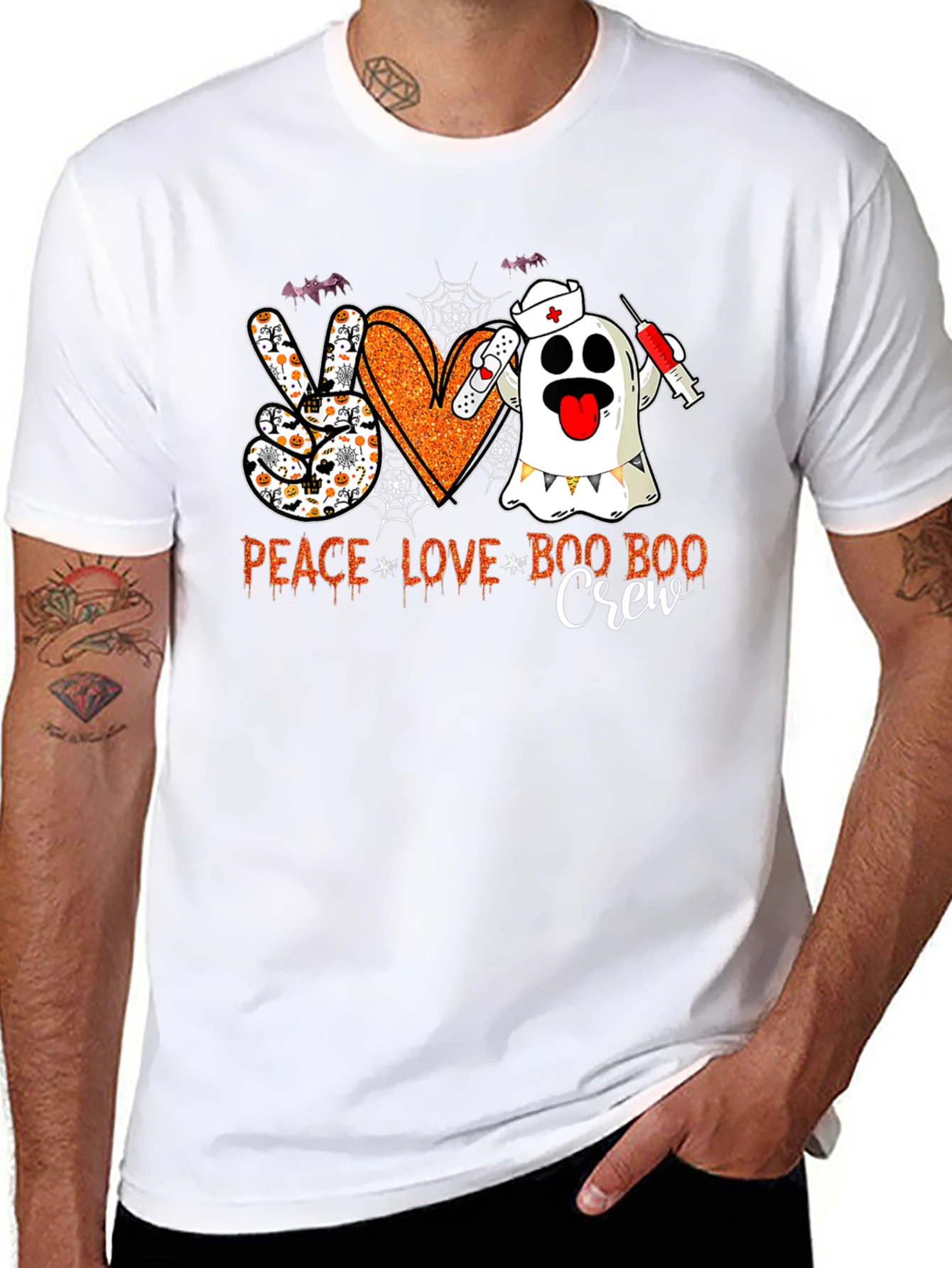 Peace Love Boo Boo Crew Halloween Nurse T-Shirt