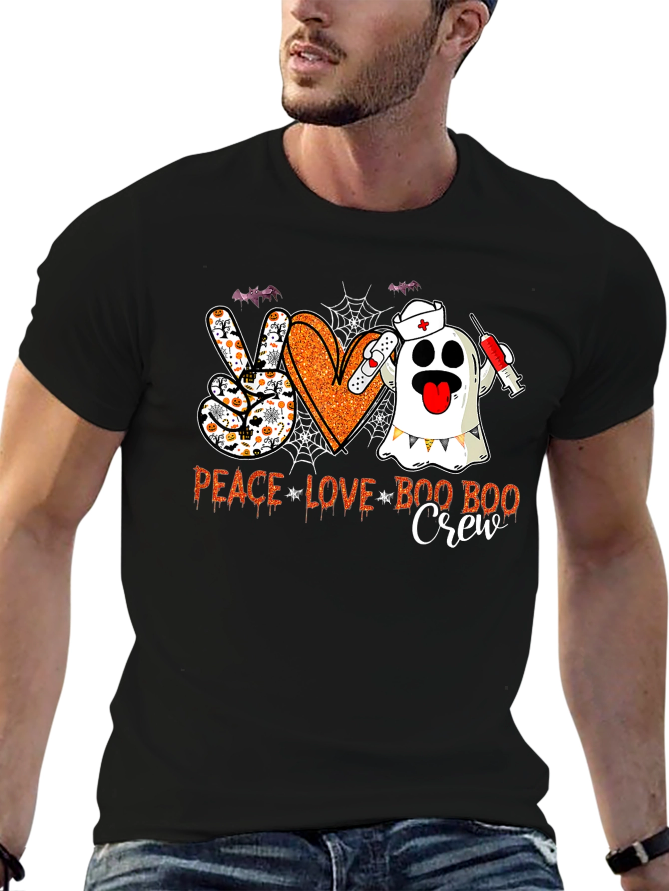 Peace Love Boo Boo Crew Halloween Nurse T-Shirt