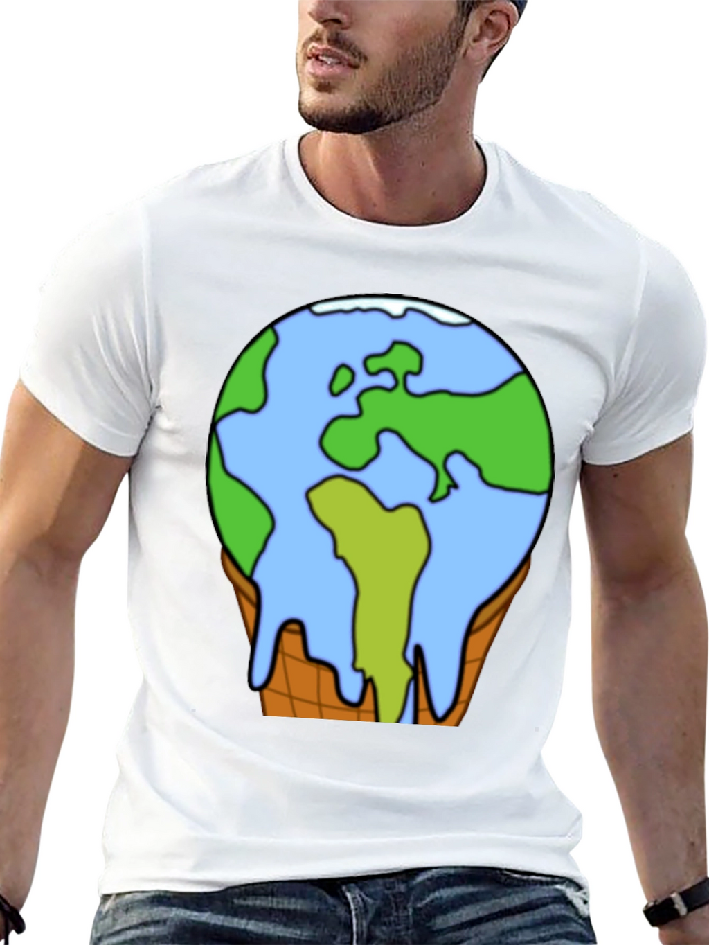 Global Warming Earth Ice Cream Cone T-Shirt