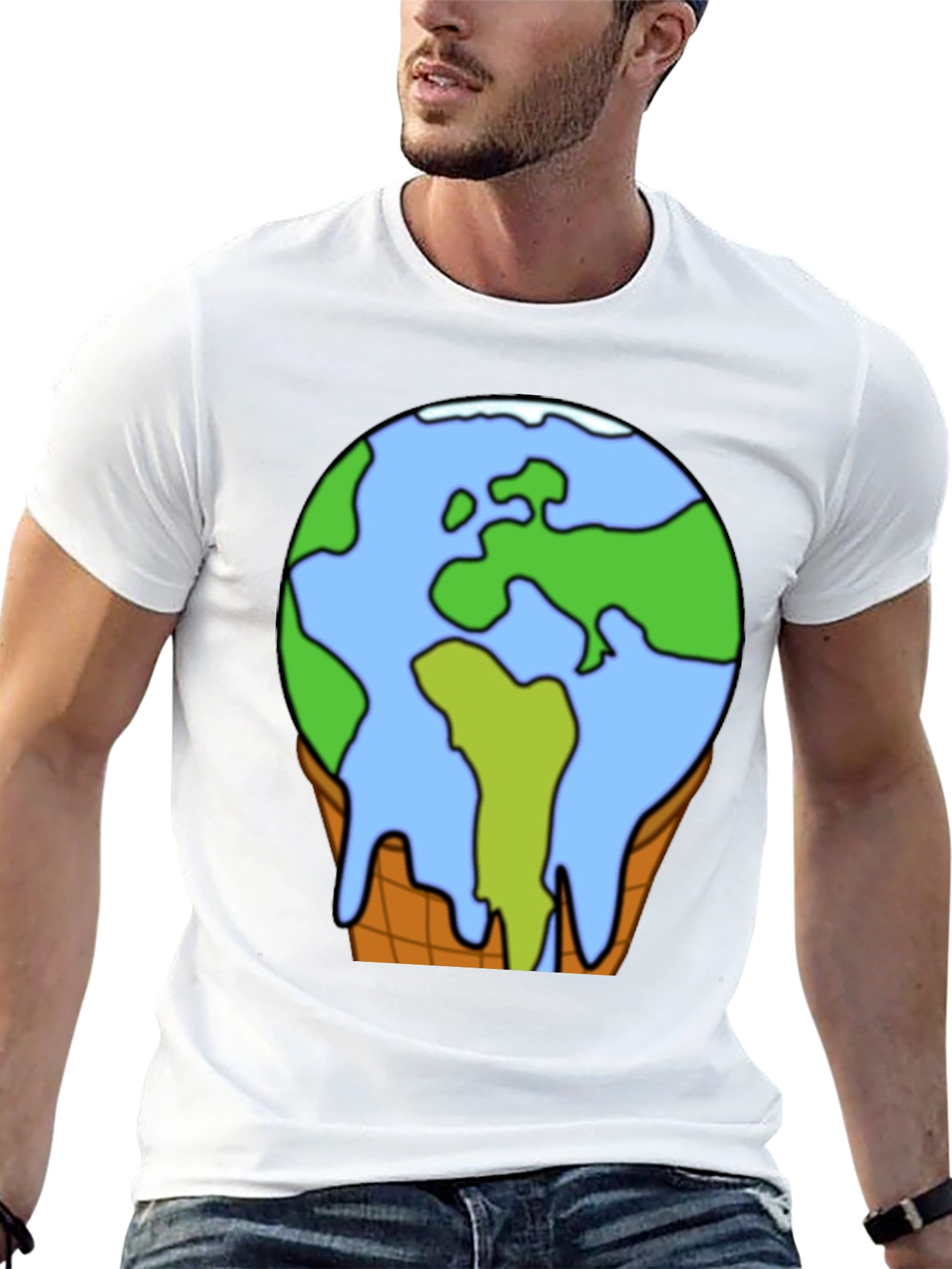 Global Warming Earth Ice Cream Cone T-Shirt