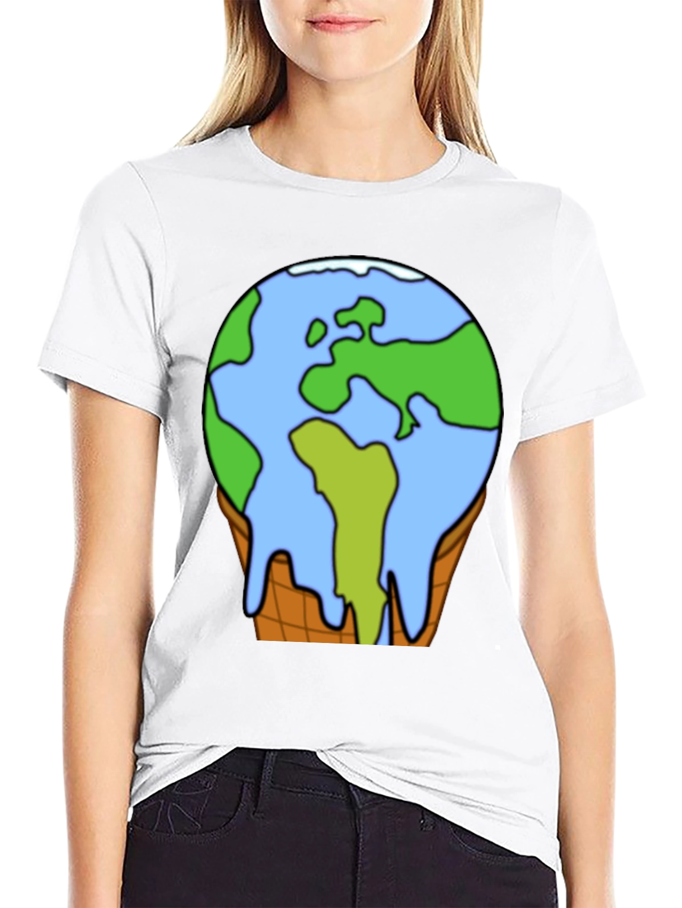 Global Warming Earth Ice Cream Cone T-Shirt