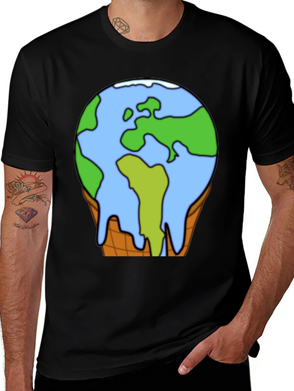 Global Warming Earth Ice Cream Cone T-Shirt