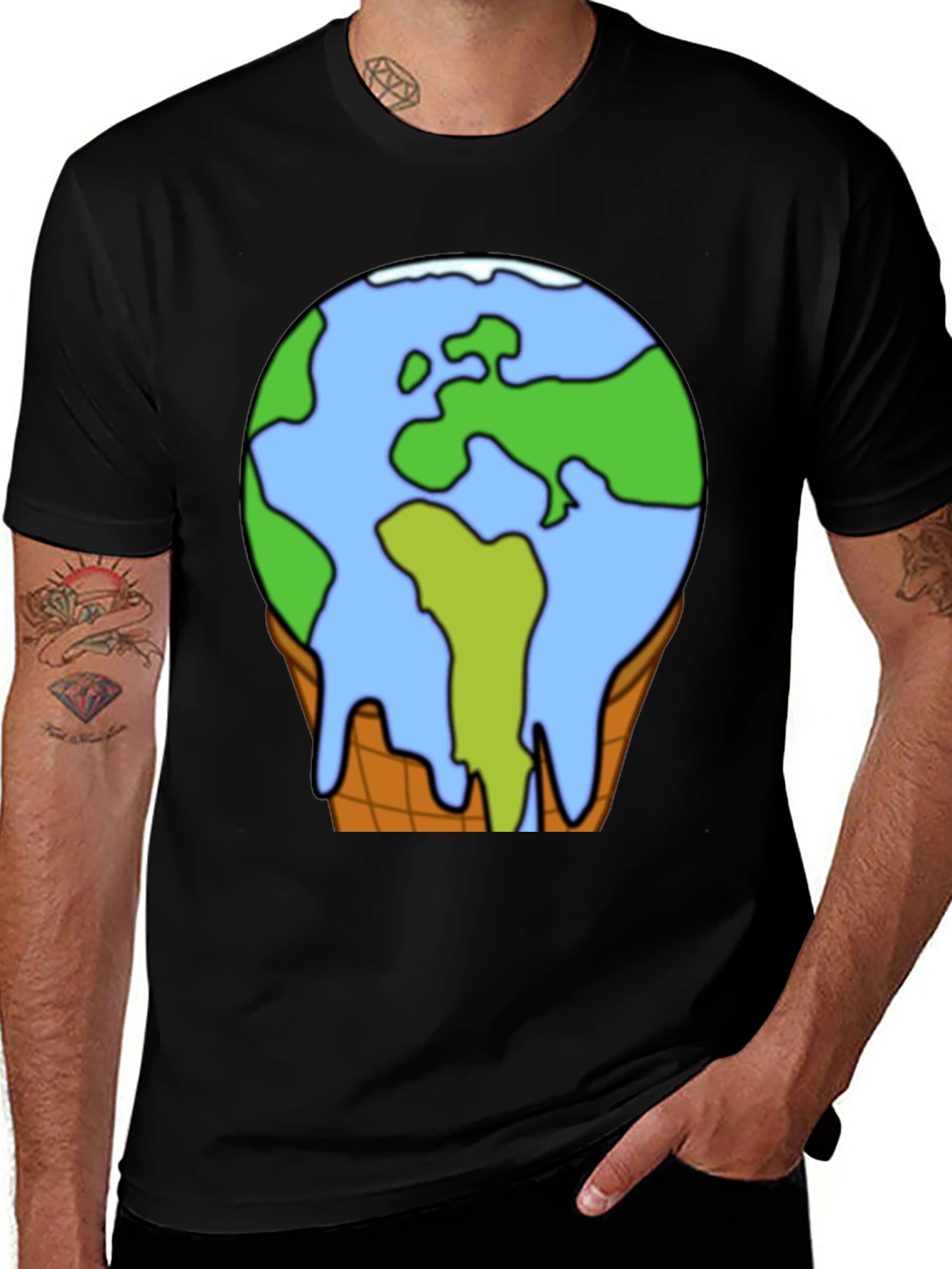 Global Warming Earth Ice Cream Cone T-Shirt