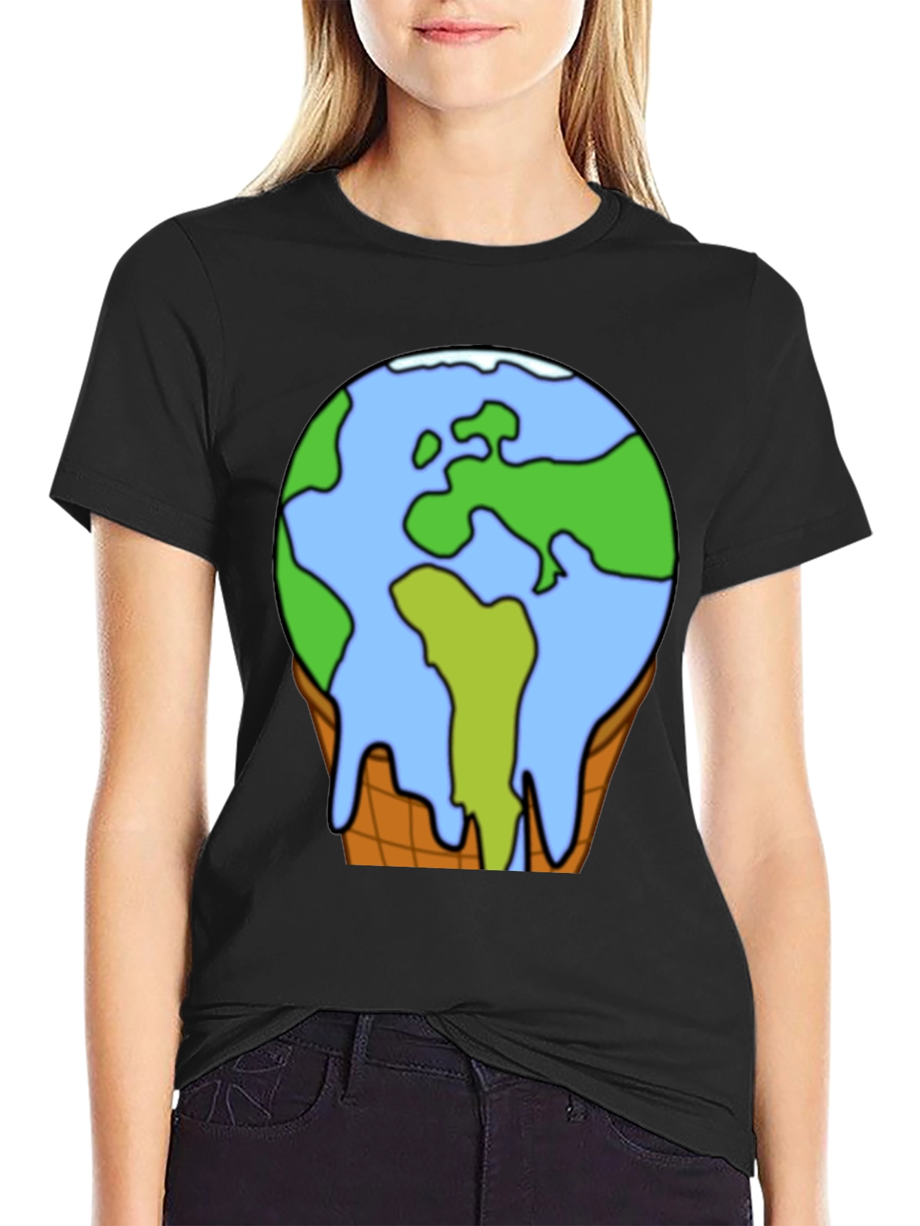 Global Warming Earth Ice Cream Cone T-Shirt