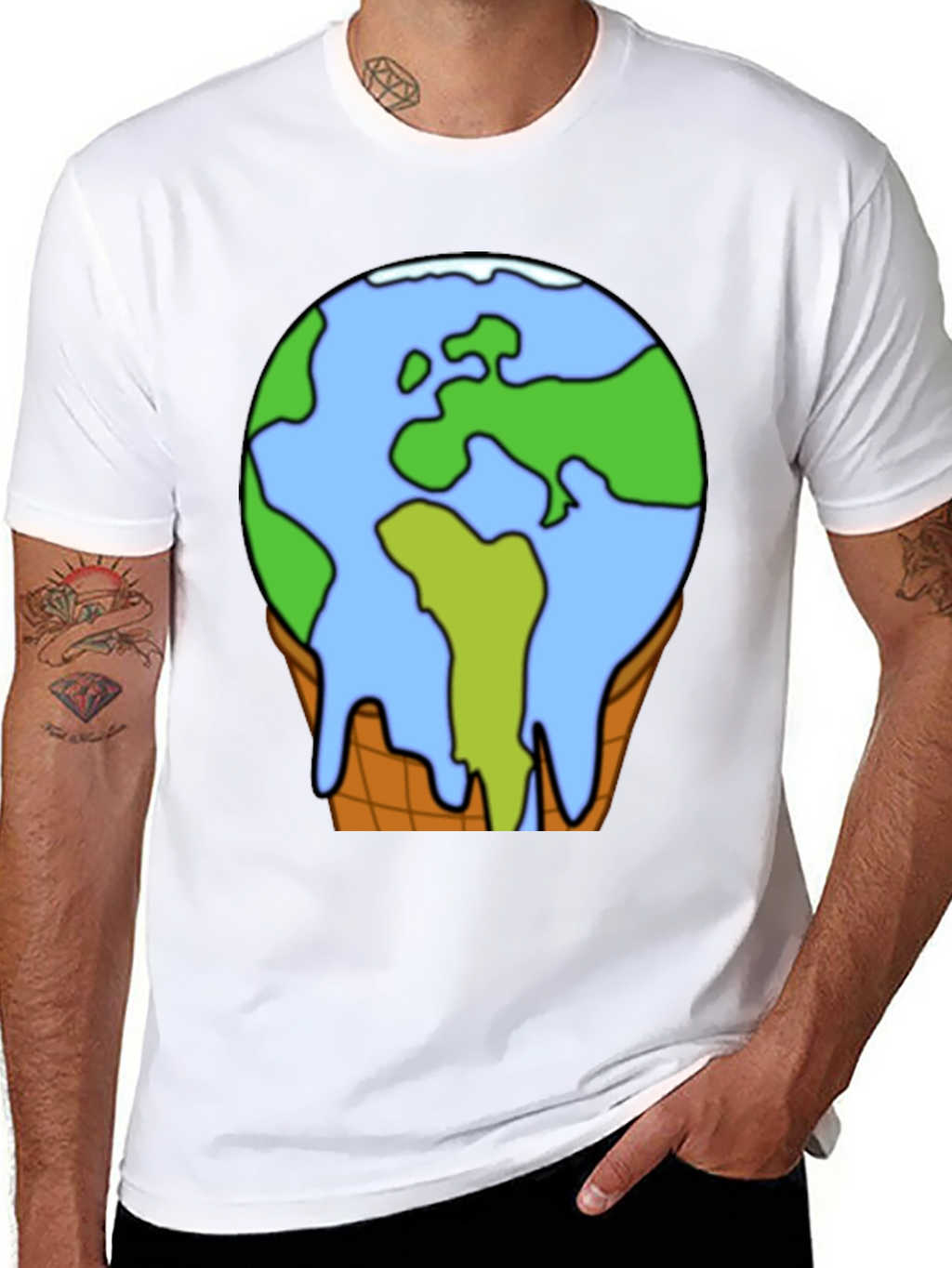 Global Warming Earth Ice Cream Cone T-Shirt