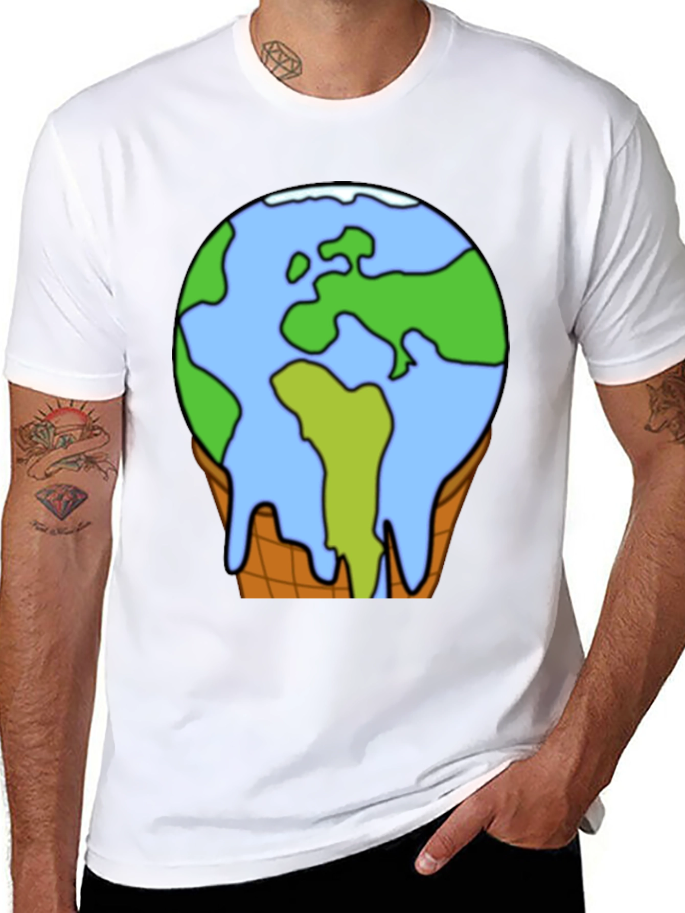 Global Warming Earth Ice Cream Cone T-Shirt