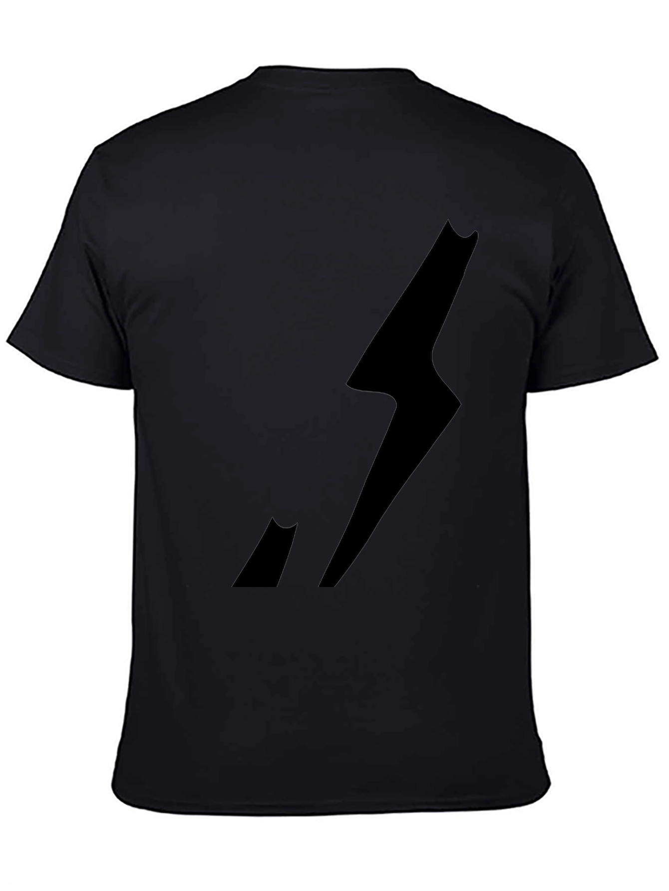 Mens Black Graphic Tee - Lightning Bolt Design