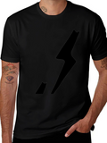 Mens Black Graphic Tee - Lightning Bolt Design