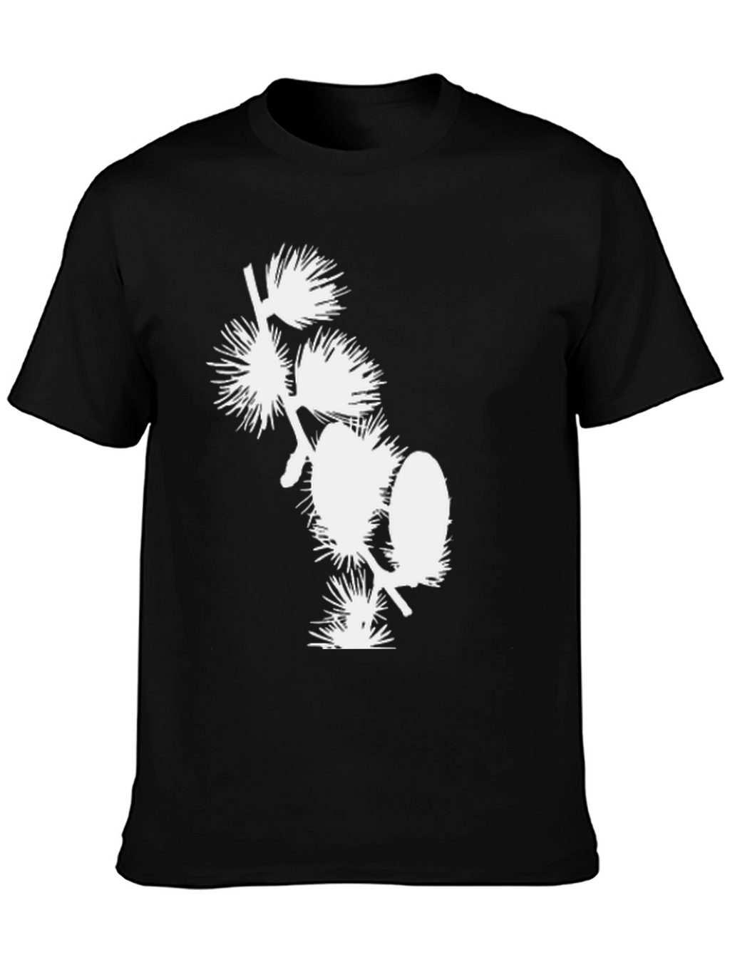 Black T-Shirt with White Floral Design
