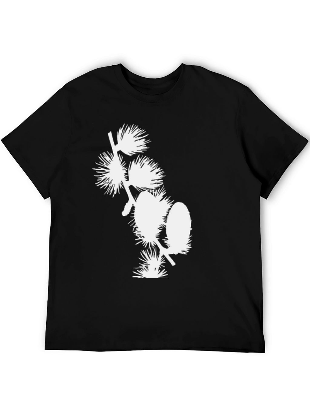 Black T-Shirt with White Floral Design