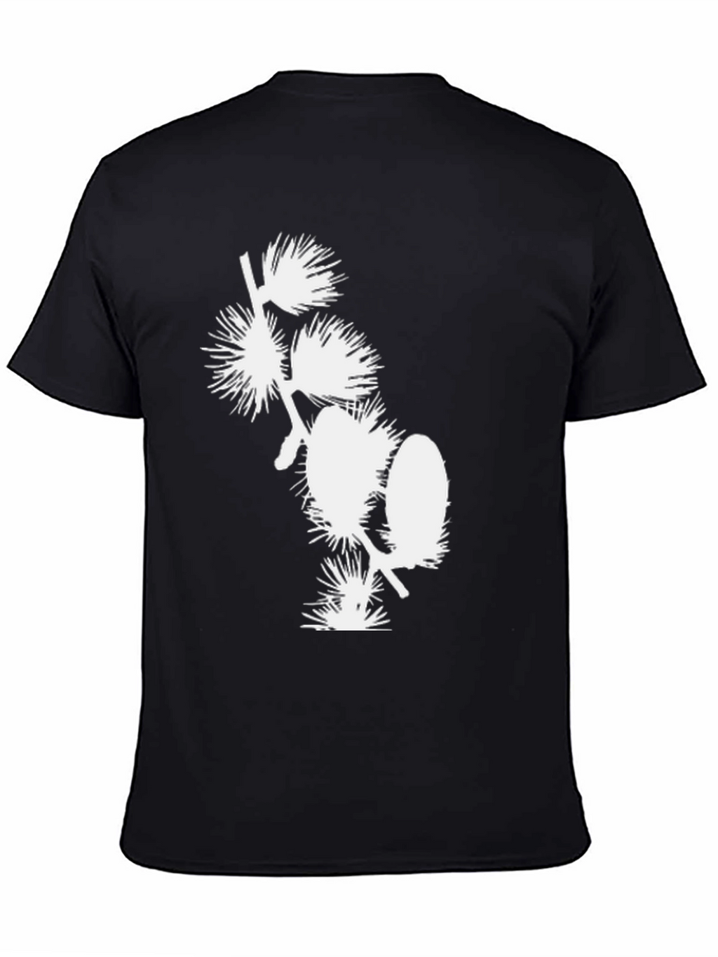 Black T-Shirt with White Floral Design
