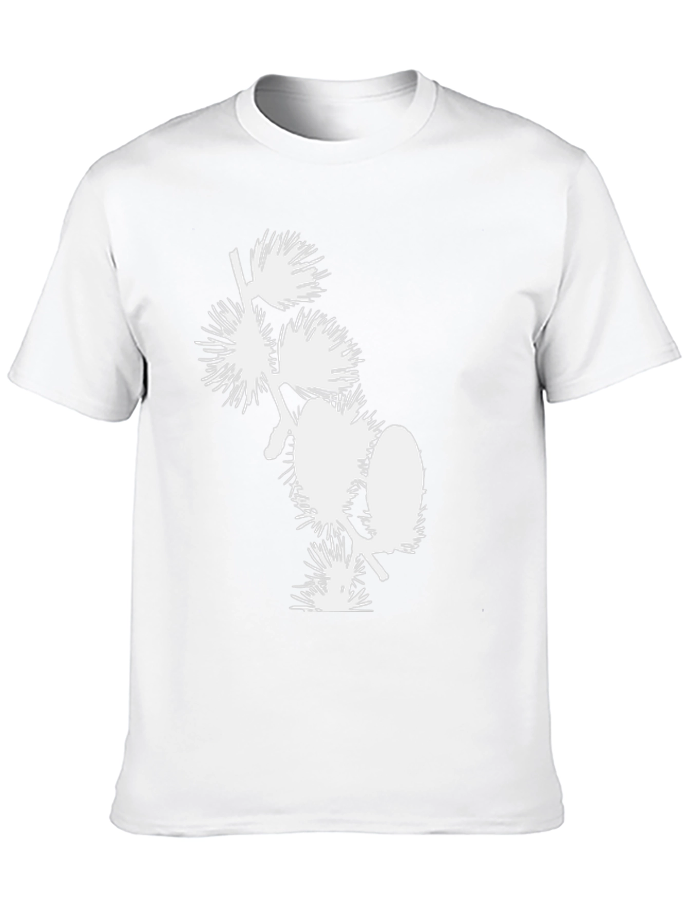Black T-Shirt with White Floral Design