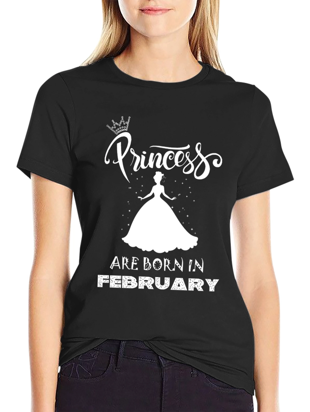 Princess Born in February Black T-Shirt