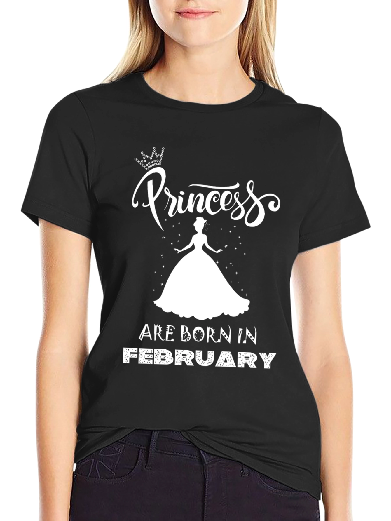 Princess Born in February Black T-Shirt