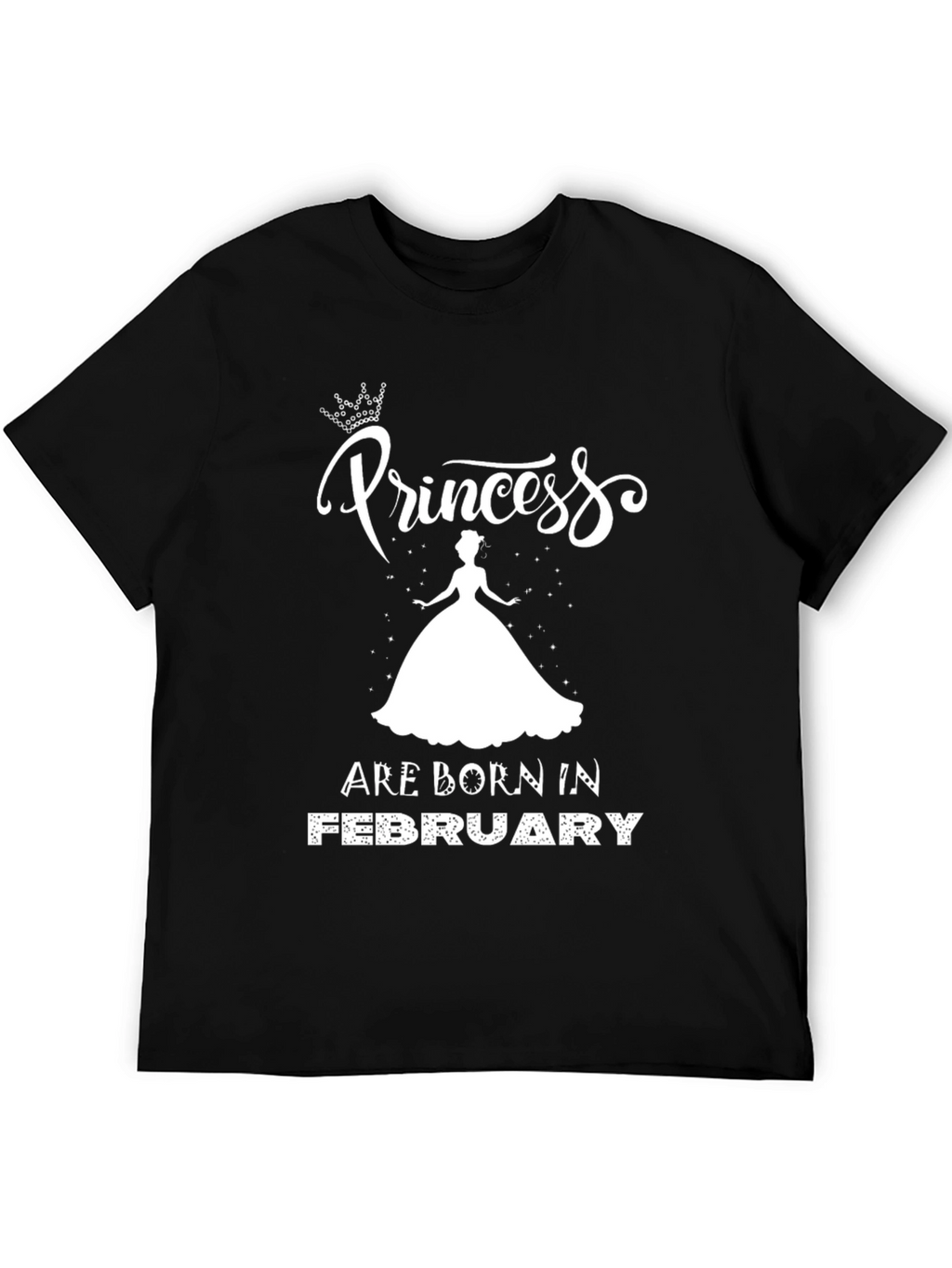 Princess Born in February Black T-Shirt
