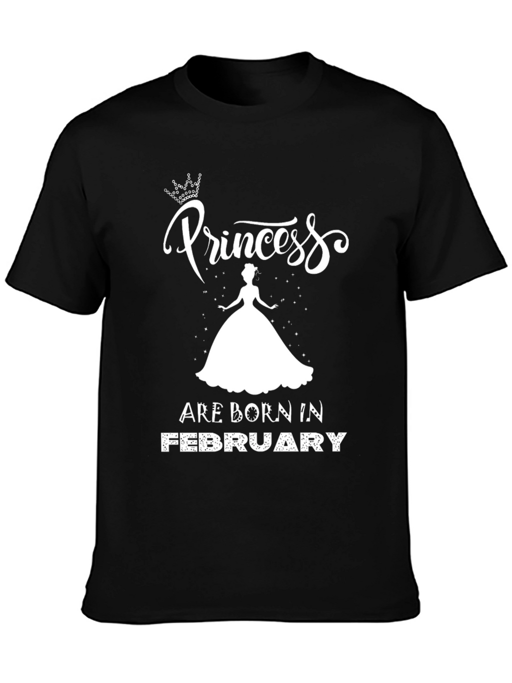 Princess Born in February Black T-Shirt