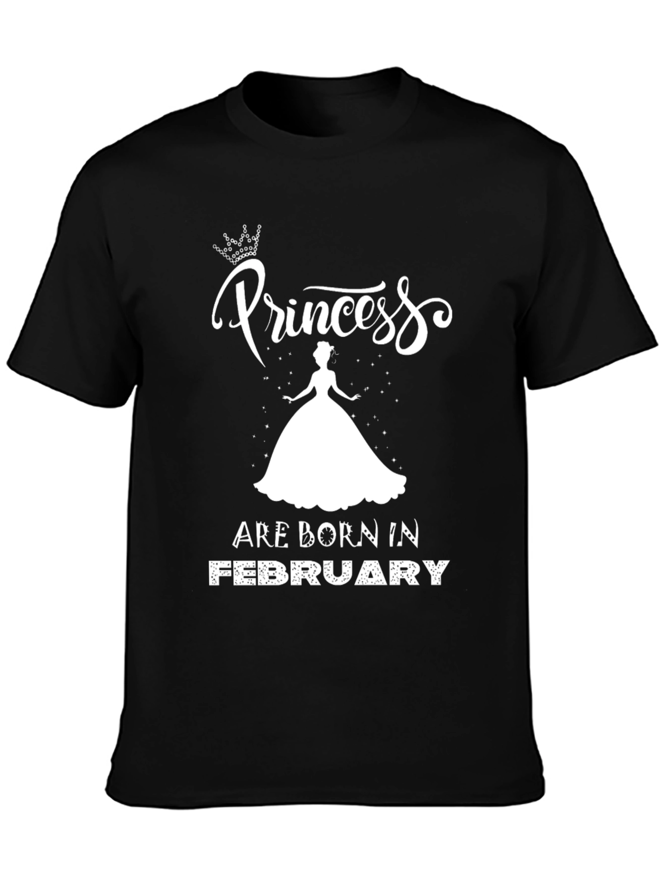 Princess Born in February Black T-Shirt