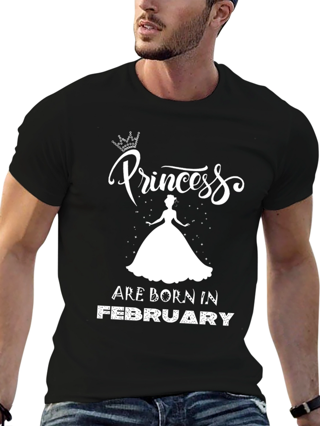 Princess Born in February Black T-Shirt