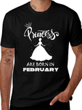 Princess Born in February Black T-Shirt