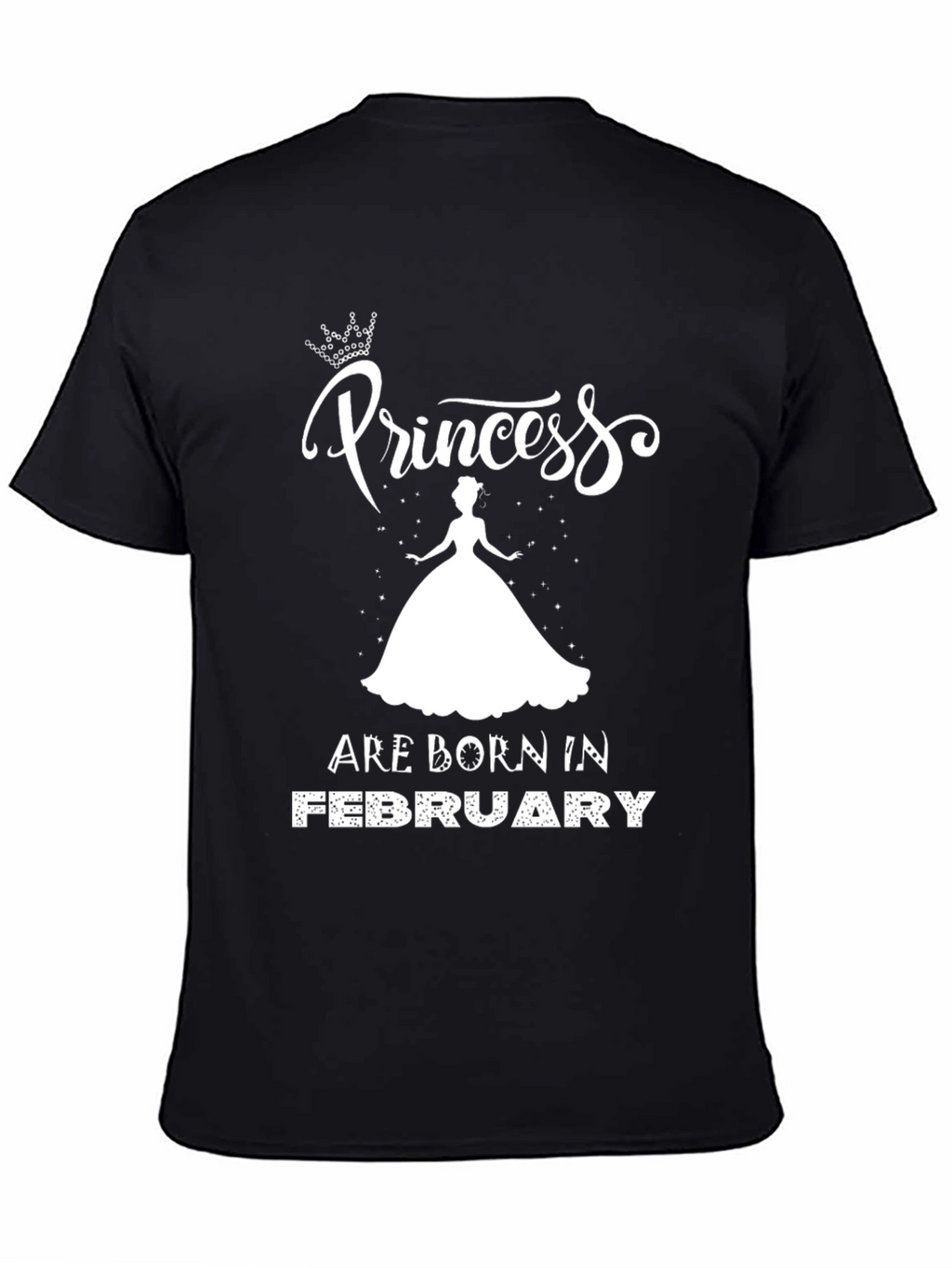 Princess Born in February Black T-Shirt