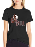 Pitbull Dog Graphic T-Shirt - Black Cotton Tee