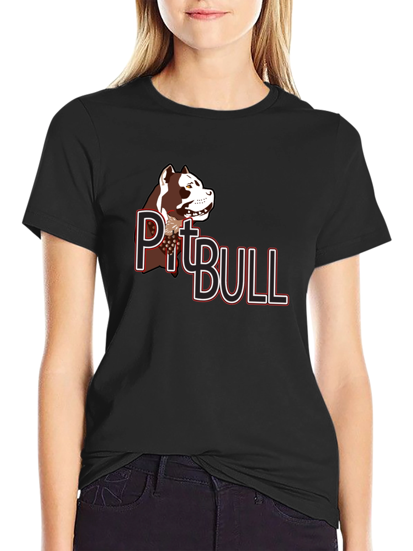 Pitbull Dog Graphic T-Shirt - Black Cotton Tee