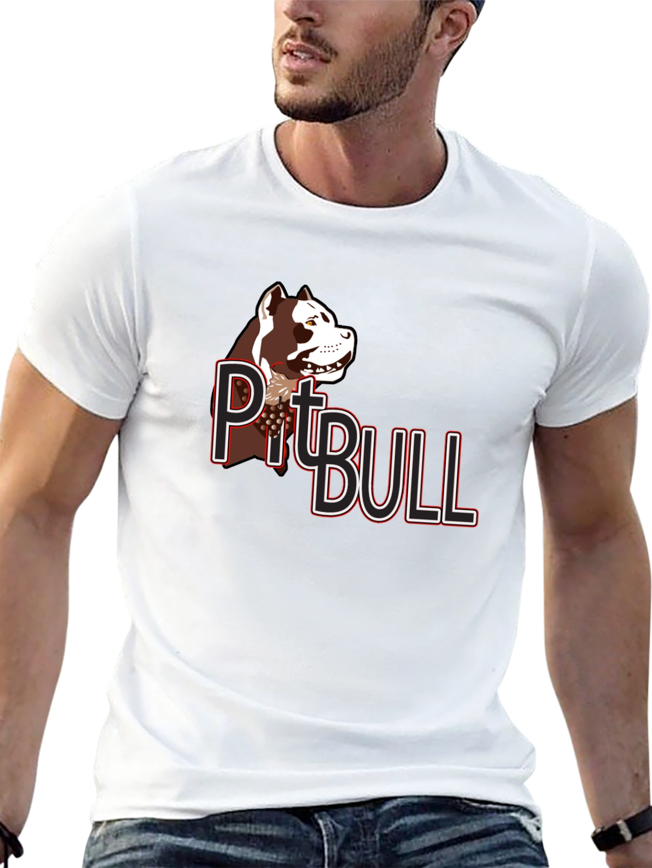 Pitbull Dog Graphic T-Shirt - Black Cotton Tee
