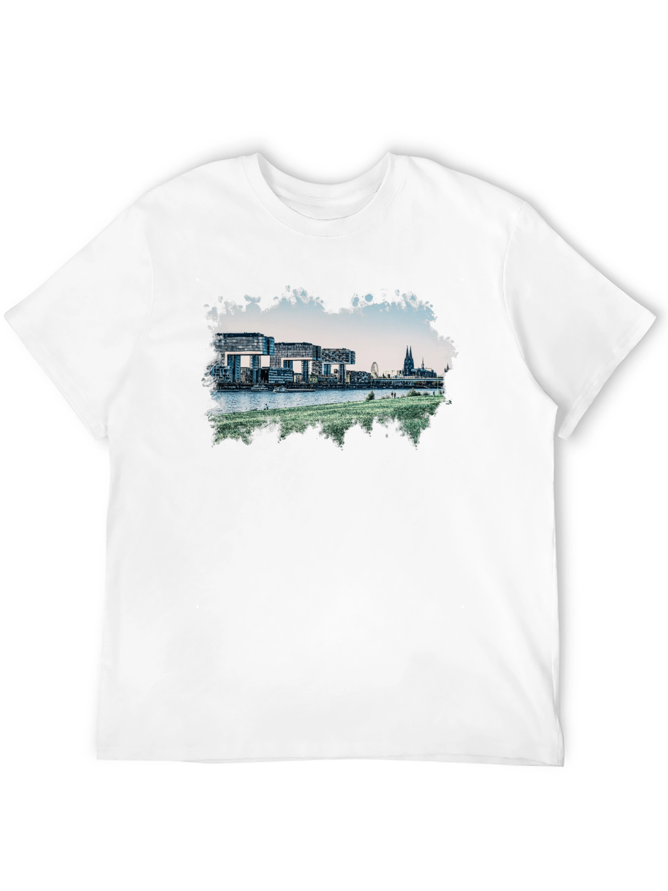 Cologne Germany Skyline Graphic Tee - Black Cotton Blend