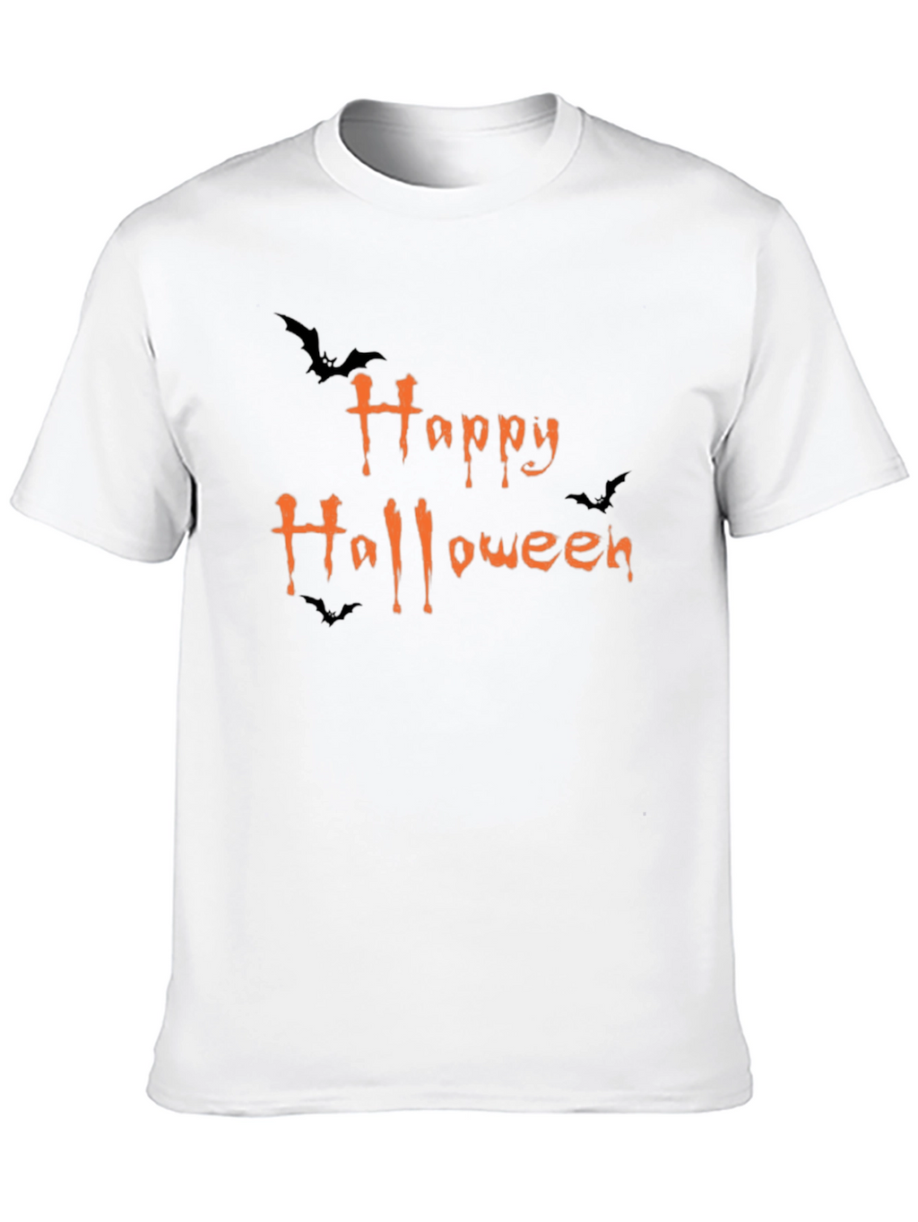 Happy Halloween T-Shirt Black Cotton Graphic Tee Bats