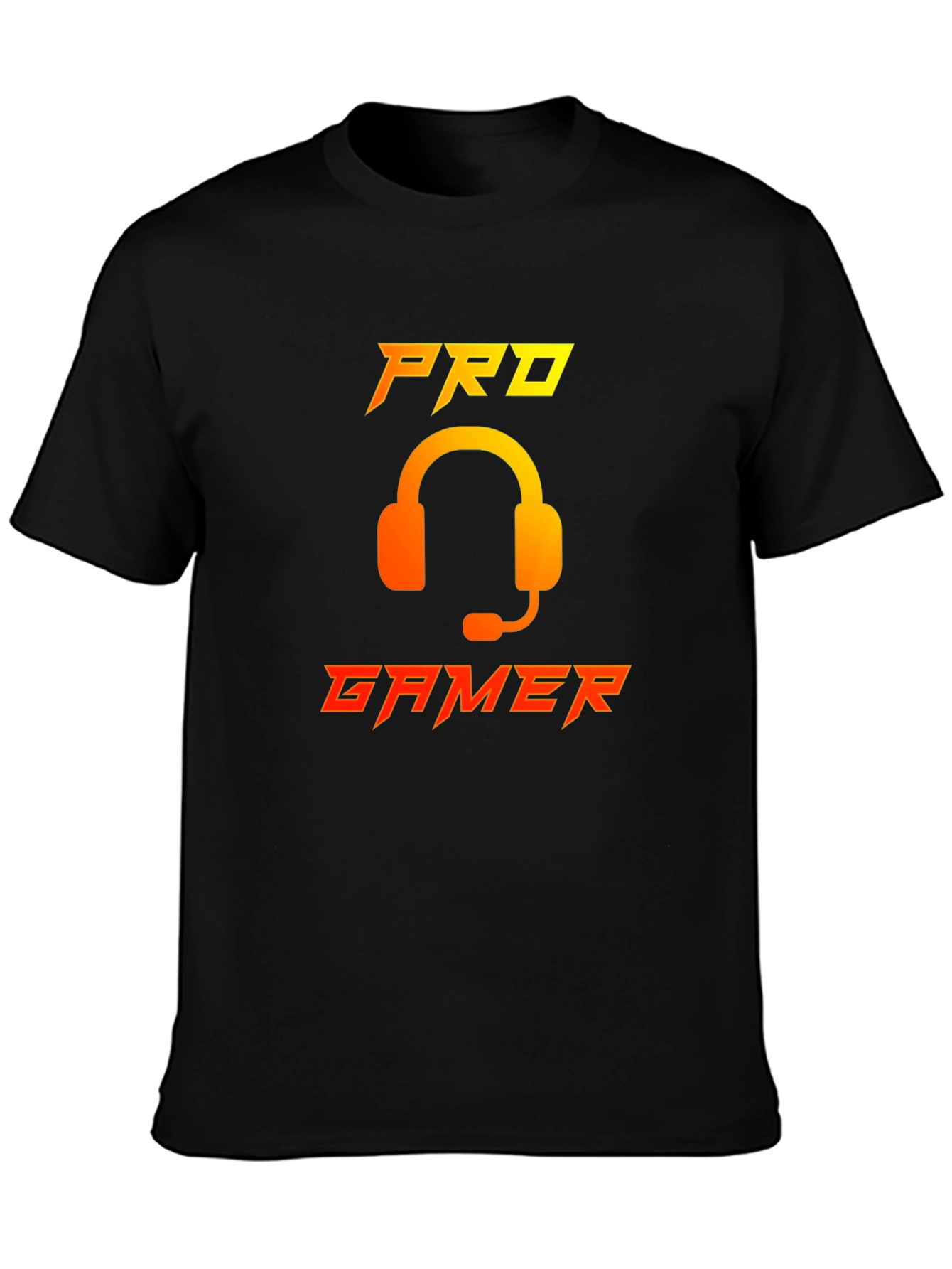 Pro Gamer Black T-Shirt with Headset Graphic